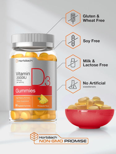 Vitamin D-3 2000IU per serving | 90 Gummies