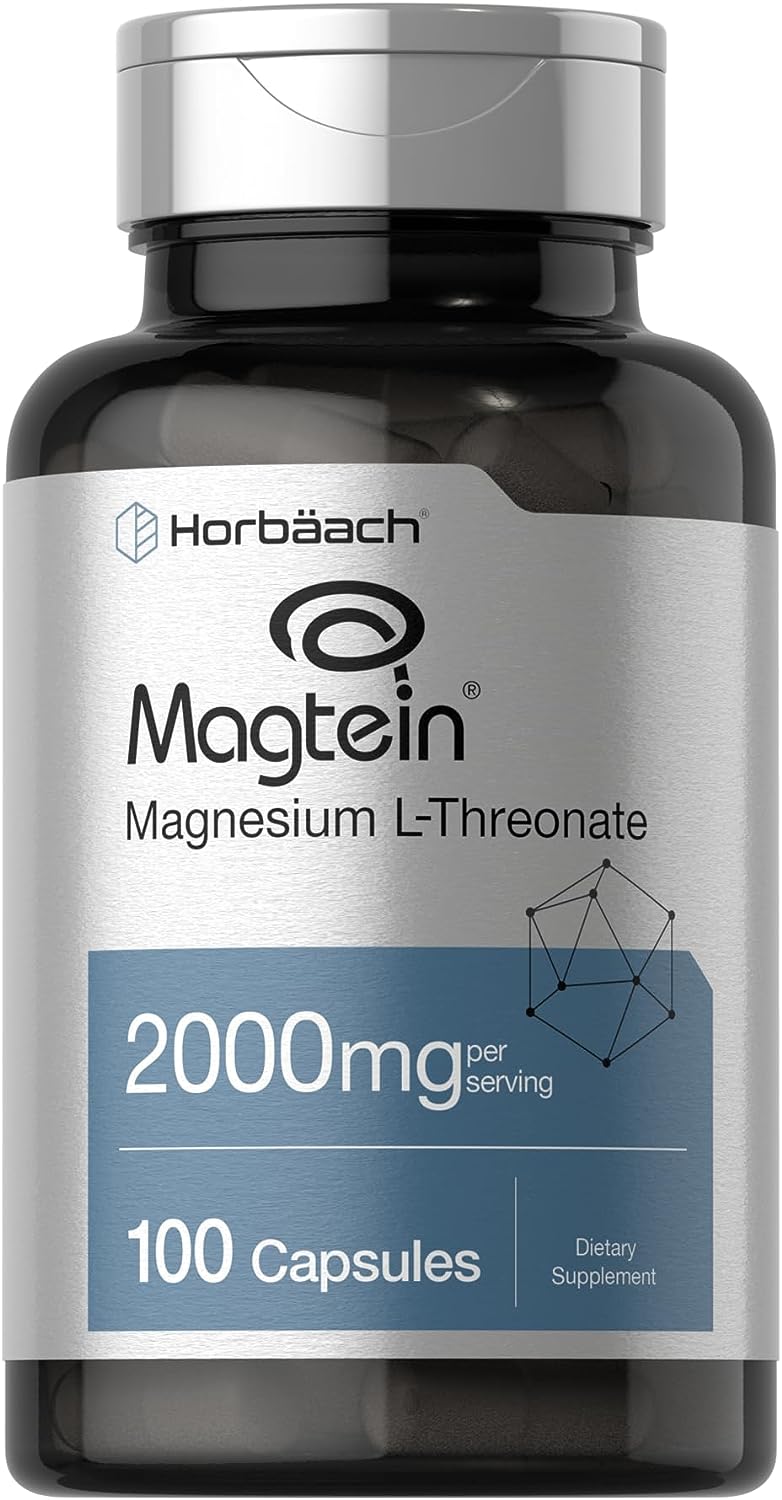 Magnesium L-Threonate 2000mg Capsules - Brain Nootropic, Memory & Sleep Support, 30/60/120 Count