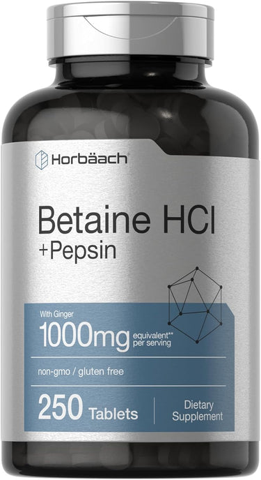 Betaine HCl With Pepsin 1000mg per serving | 250 Tablets