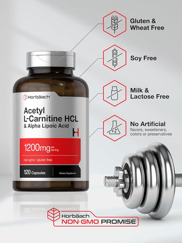 Acetyl L Carnitine HCL & Alpha Lipoic Acid 1200mg | 120 Capsules