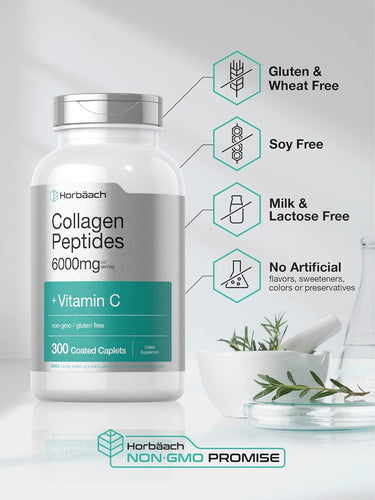 Collagen with Vitamin C 6000mg per serving | 300 Caplets