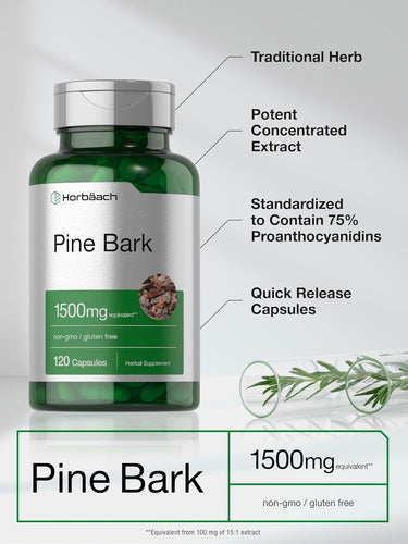 Pine Bark Extract 1500mg | 120 Capsules