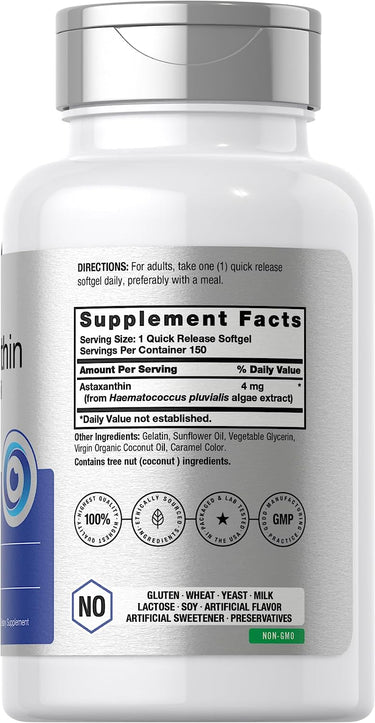 Astaxanthin 4mg with Coconut Oil | 150 Softgels
