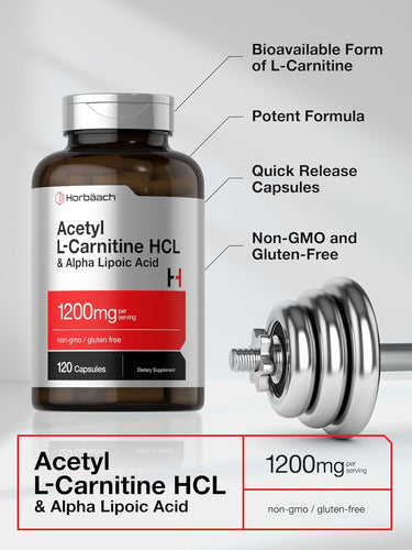 Acetyl L-Carnitine HCL & Alpha Lipoic Acid 1200mg | 120 Capsules
