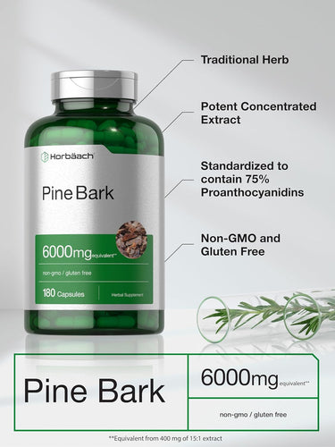 Pine Bark Extract 6000mg | 180 Capsules