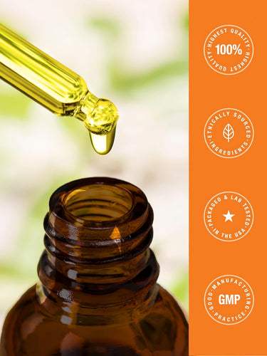 View 7 Infographic stating 100% highest quality, ethically sourced ingredients, packaged and lab tested in the USA, GMP certified.