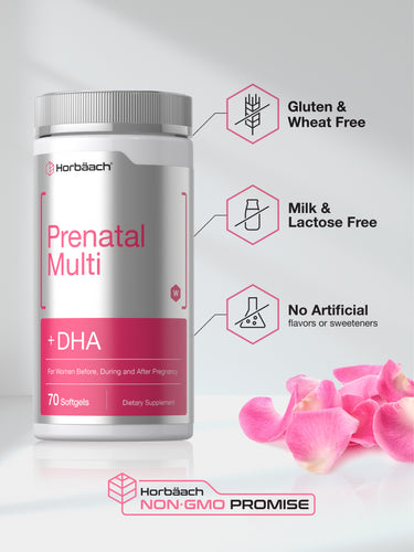 View 10 Bottle with icons stating Gluten & Wheat Free, Milk & Lactose Free, No Artificial flavors or sweeteners, and Horbaach Non-GMO Promise