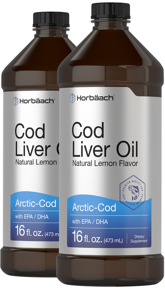 Arctic Cod Liver Oil with EPA/DHA | 2 x 16 fl oz | Natural Lemon Flavor