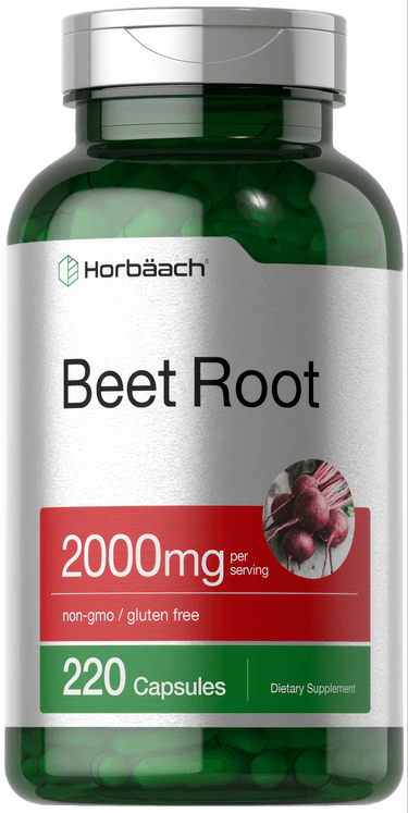 View 1 A bulk scale image showing 220 green Beet Root 2000 mg capsules, labeled 'hand scale'.