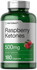 Bottle of Horbaach Raspberry Ketones supplement with green label and silver cap.