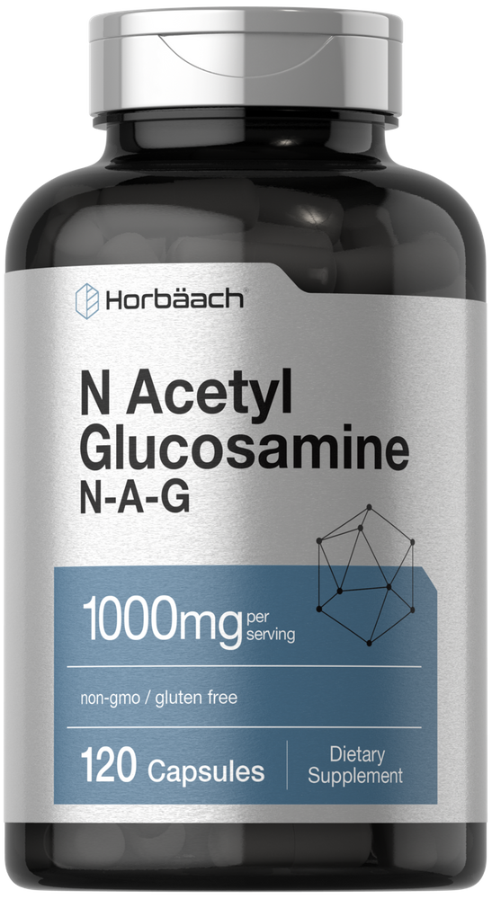 N Acetyl Glucosamine N-A-G, 1000mg per serving, offered in a bottle of 120 capsules.