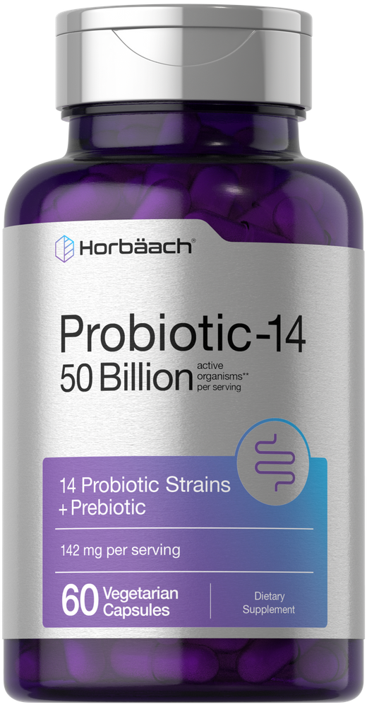 Purple Vegetarian Capsules, 142 mg per serving, inside a Probiotic Acidophilus bottle on display.