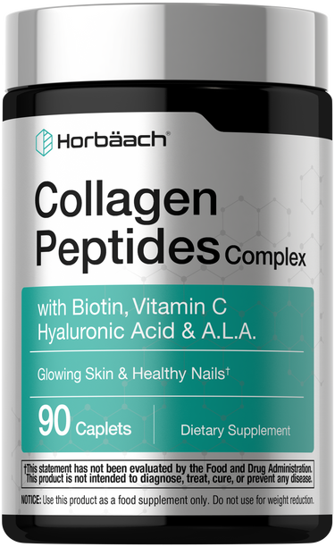 View 1 Horbäach Collagen Peptides with Biotin, Vitamin C, Hyaluronic Acid, and A.L.A., 90 Caplets, Dietary Supplement.