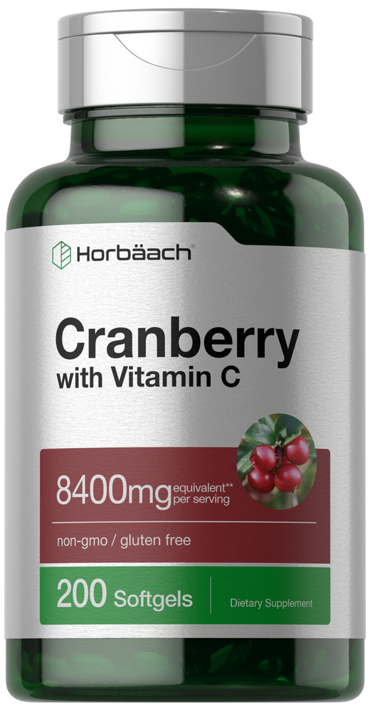 Cranberry Pills with Vitamin C | 8400mg | 200 Softgels