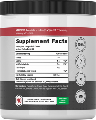View 2 Nitric Oxide Beet Root Soft Chews | 60 Count