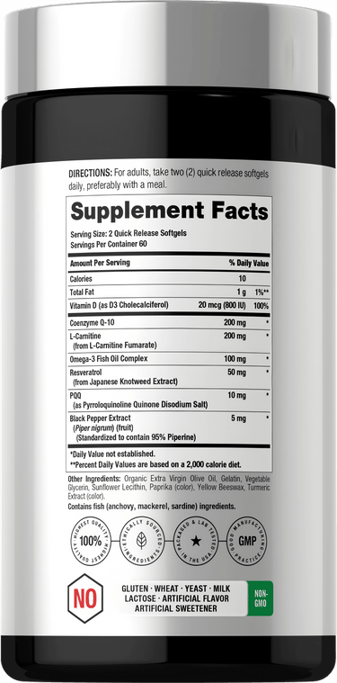 View 2 CoQ10 200mg With PQQ, L-Carnitine