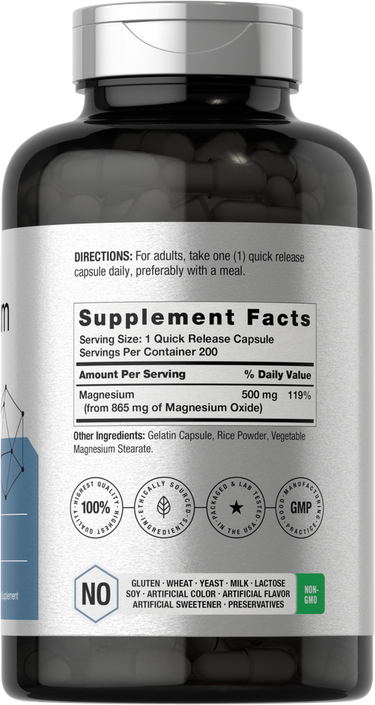 Magnesium Oxide 865mg | 200 Capsules