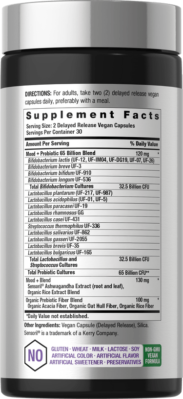 View 2 Mood Probiotics for Women and Men | 65 Billion CFU