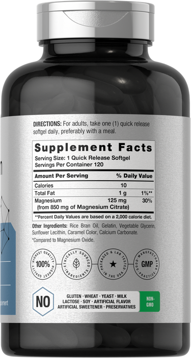 Magnesium Citrate | 850mg | 120 Softgels