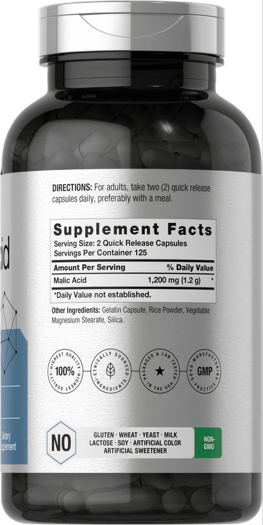View 2 Malic Acid 1200mg per serving | 250 Capsules