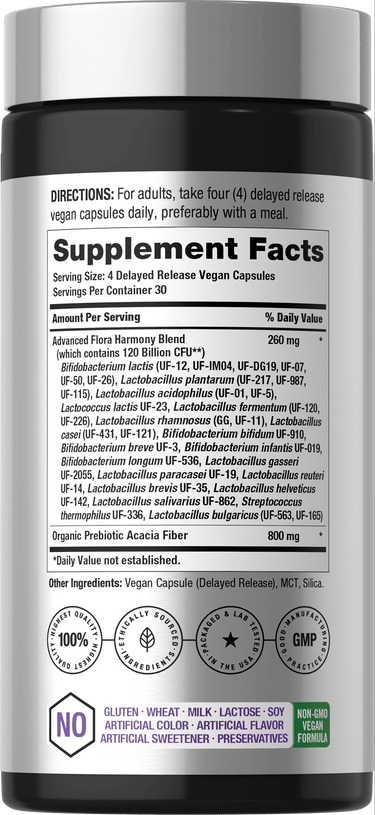 View 2 CL Probiotic with 120 billion CFU in 120 capsules, designed to support digestive health and balance gut flora.