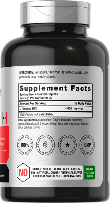 L-Arginine 4000mg per serving | 120 Caplets