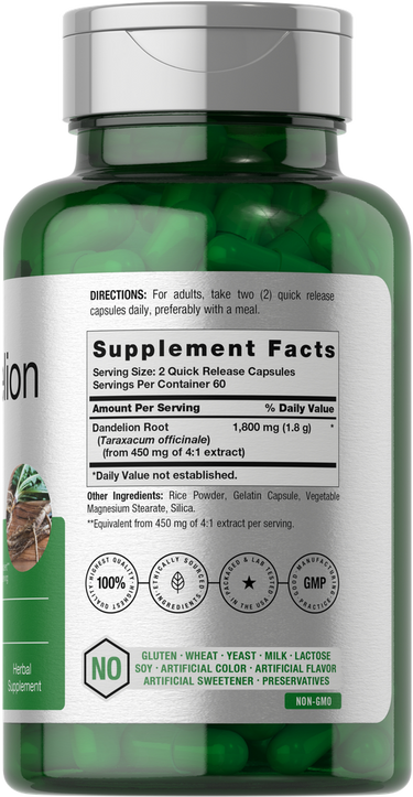 Dandelion Root 1800mg | 120 Capsules