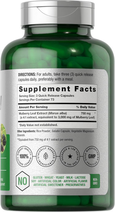 Mulberry Leaf Extract 3000mg | 220 Capsules