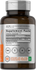 Supplement bottle with label showing 'Supplement Facts' and various certification logos.
