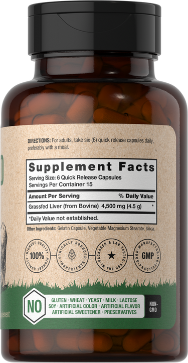 Grass Fed Beef Liver 4500mg | 90 Capsules