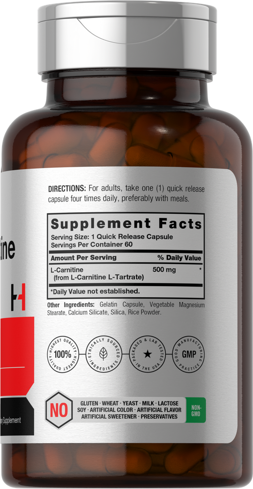 L-Carnitine, 500mg (EAN 816170025466) - 60 vcaps