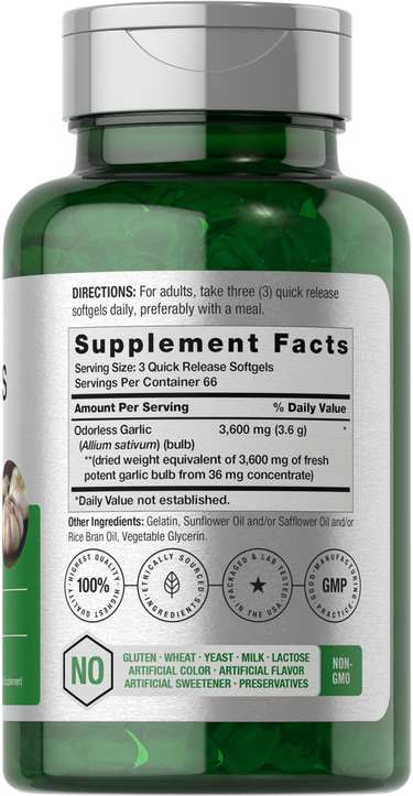 Green supplement bottle with label on a white background