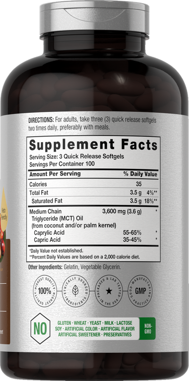 MCT Oil 3600mg per serving | 300 Softgels