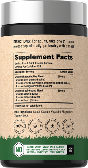 View 2 Beef Organ Supplement for Women | 120 Capsules