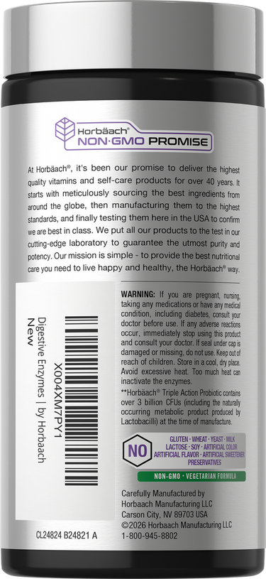 View 3 A hand holding a bottle of CL Digestive Enzymes and Probiotics, containing 60 vegetarian capsules.