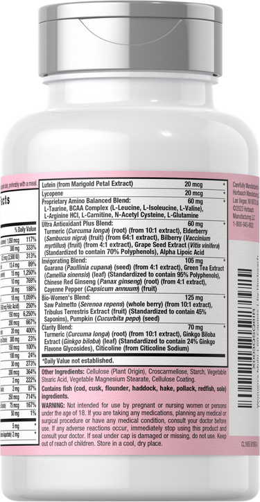 Supplement bottle with label on a white background