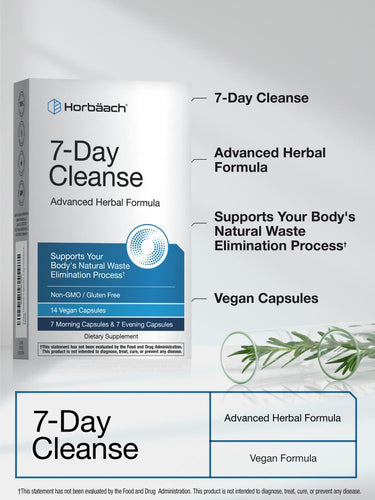 View 3 Box of 7-Day Cleanse Advanced Herbal Formula with 14 vegan capsules, split into 7 morning and 7 evening capsules.