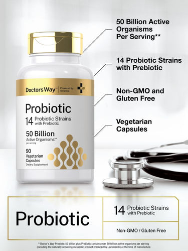 Probiotic | 50 Billion Active Organisms | 90 Capsules