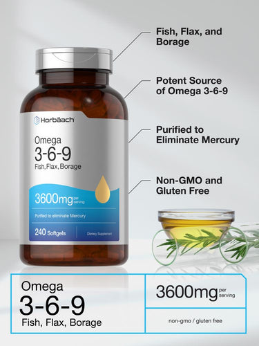 Fish Oil Omega 3-6-9 3600mg per serving | 240 Softgels