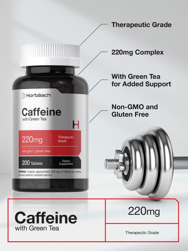 Caffeine Pills 200mg | with Green Tea | 200 Tablets