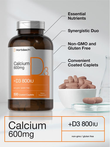 Calcium with Vitamin D-3 600mg | 500 Caplets