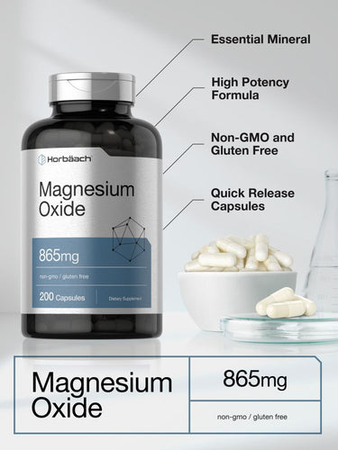 Magnesium Oxide 865mg | 200 Capsules