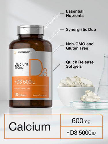 Calcium with Vitamin D-3 | 600mg | 120 Softgels