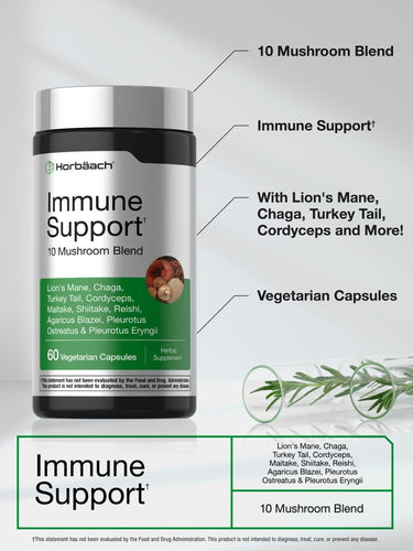 View 4 Bottle of Immune Support 10 Mushroom Blend with 60 Vegetarian Capsules.