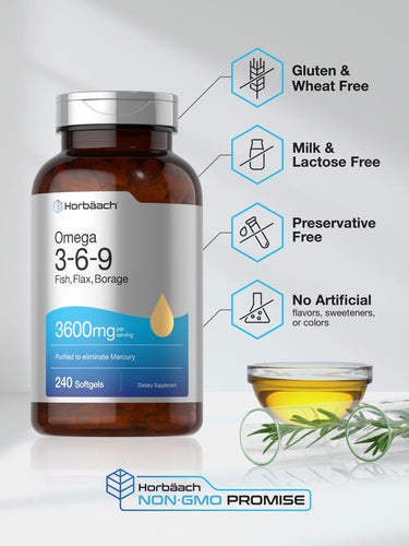 Fish Oil Omega 3-6-9 3600mg per serving | 240 Softgels