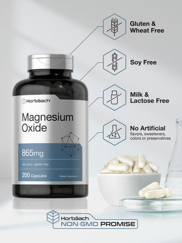 Magnesium Oxide 865mg | 200 Capsules