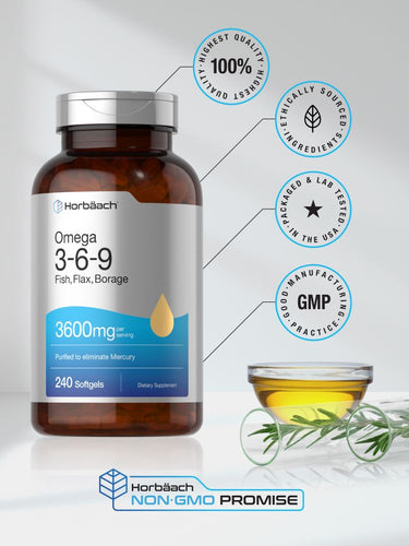 Fish Oil Omega 3-6-9 3600mg per serving | 240 Softgels