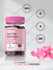 Iron gummies for women with pink label and packaging details on a light gray background