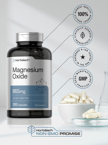 Magnesium Oxide 865mg | 200 Capsules