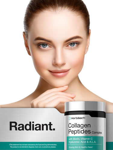 View 6 Horbäach Collagen Peptides Complex jar with Biotin, Vitamin C, Hyaluronic Acid, and A.L.A. for glowing skin and healthy nails.